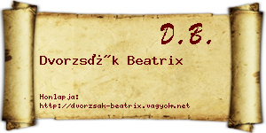 Dvorzsák Beatrix névjegykártya